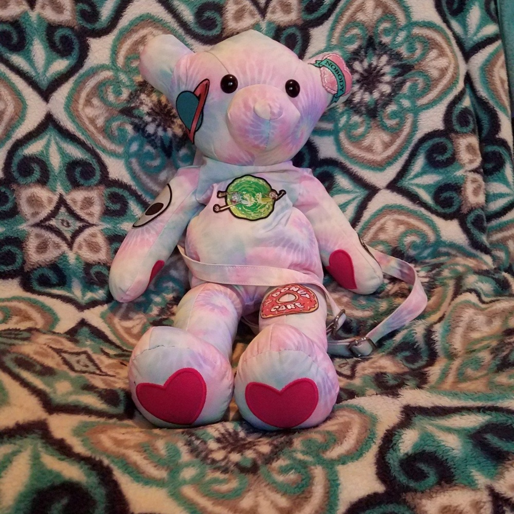 Pastel tie dye bear backpack